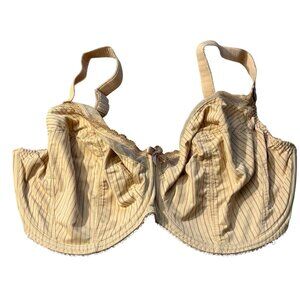 Fantasie Nude Beige Stripe Underwire Bra 38G Adjustable Straps Lace Trim Nylon B
